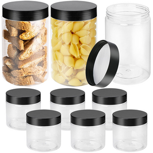 Plastic Jars with Lids 16oz 8oz Clear Plastic Mason Jars Leakproof Slime Containers for Peanut,Spice,Cookie,Candy and Dry Food