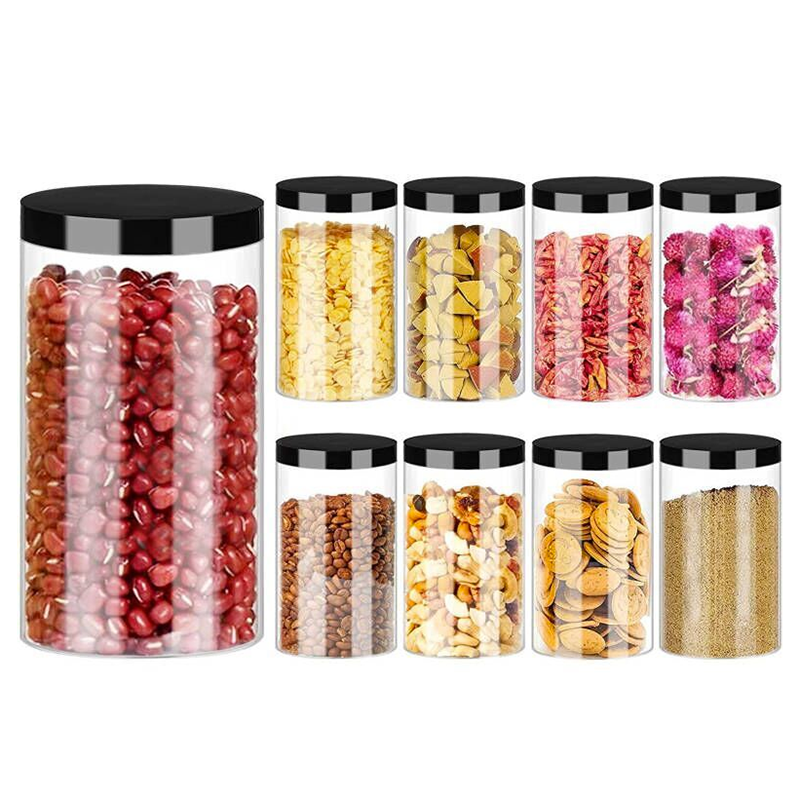 Plastic Jars with Lids 16oz 8oz Clear Plastic Mason Jars Leakproof Slime Containers for Peanut,Spice,Cookie,Candy and Dry Food