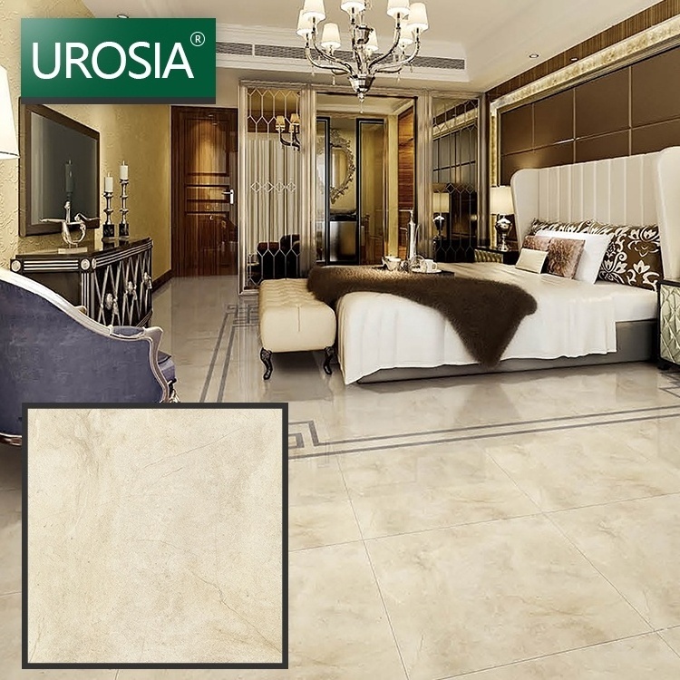 Hot sale Design High Homogeneous Bedroom Ceramic Gloss Non-slip glazed tiles Natural Ivory Color floor tile