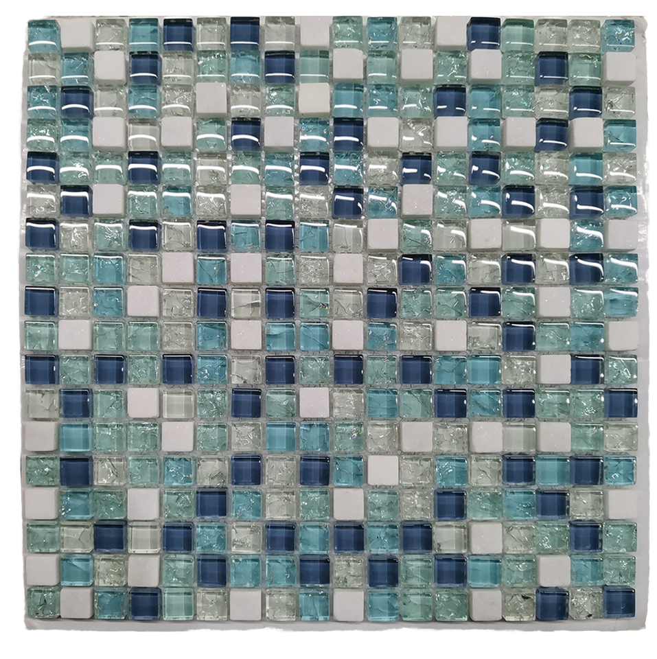 kitchen Backsplash mosaic for washroom wall background / foshan swimming pool glass light blue square mosaic