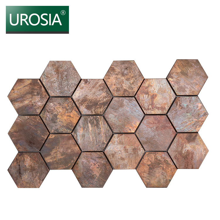 Luxury Kitchen Wall Backsplash Mosaic Tiles Metallic Bronze Mix Copper Bronze Metal Penny Wall Tile Round