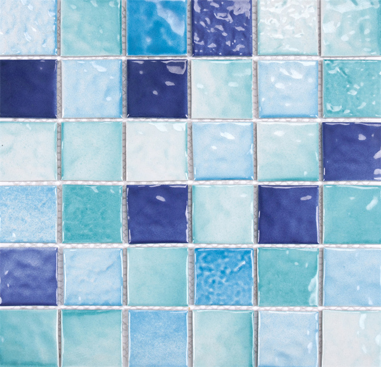 Modern 3D Mosaic Tile 300x300 Mixed Blue Swimming Pool Ceramic Cube for Bathroom and Kitchen Glazed Floor Tile