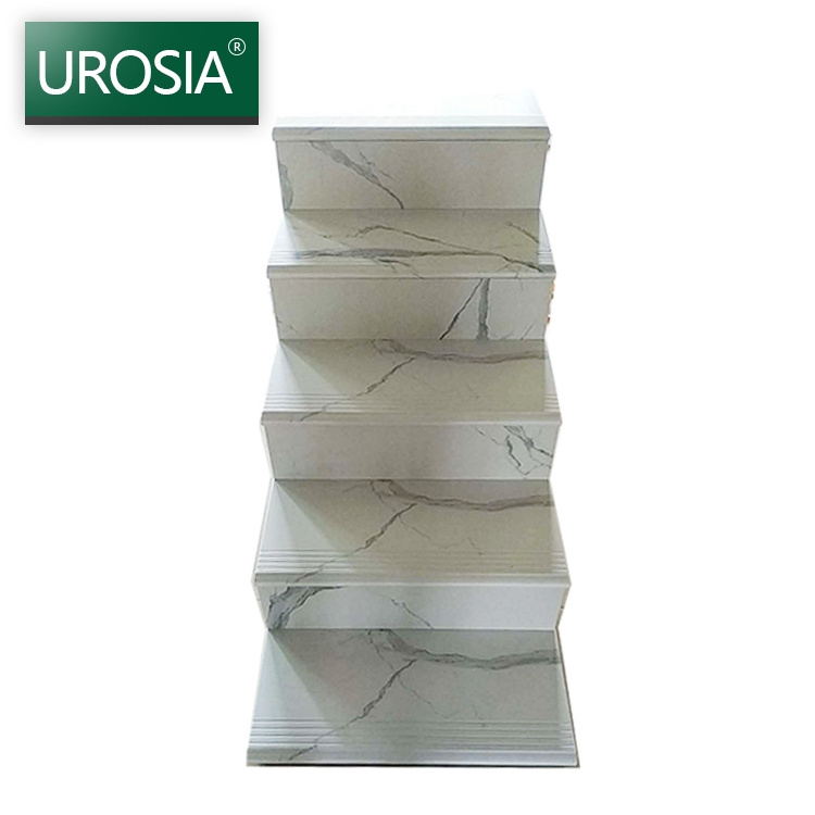 300x1200 20mm Anti Non Slip Carrara White Marble Look Porcelain Ceramic Stairs Step Tiles For Staircase Stairs