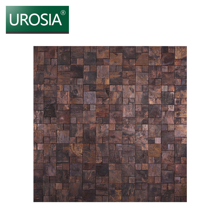 Luxury Rustic Bathroom Antique Rustic Mosaic Bronze Wall Tile Square 3d Copper Bronze Metal Mosaic Tile