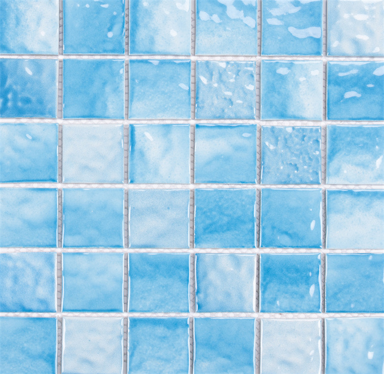 Modern 3D Mosaic Tile 300x300 Mixed Blue Swimming Pool Ceramic Cube for Bathroom and Kitchen Glazed Floor Tile