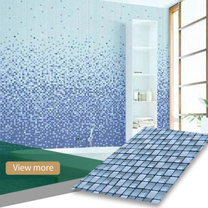 Modern 3D Mosaic Tile 300x300 Mixed Blue Swimming Pool Ceramic Cube for Bathroom and Kitchen Glazed Floor Tile