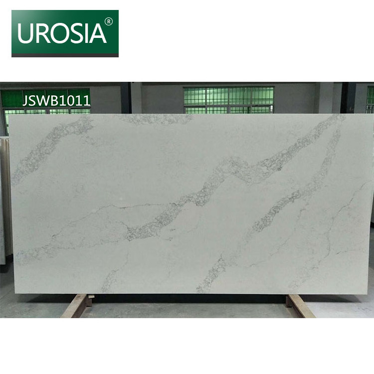 Carrara Engineered Quartz Countertops Solid Surface Slab White Carrara Marble Quartz Slab