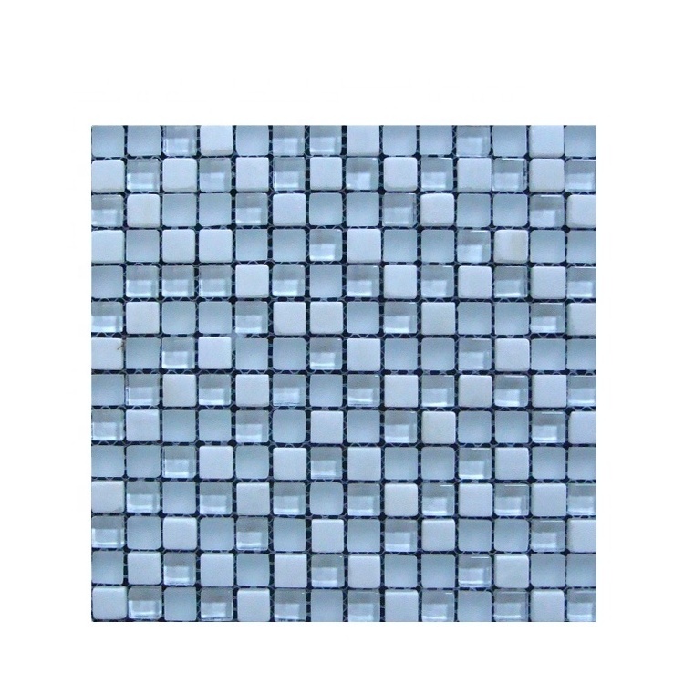 kitchen Backsplash mosaic for washroom wall background / foshan swimming pool glass light blue square mosaic