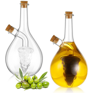 2 in 1 olive oil and vinegar bottle double layer sauce oil bottle glass Oil Dispenser