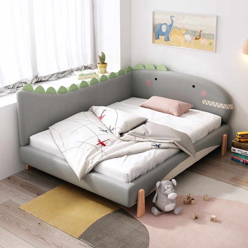 Dinosaur Cartoon Design Kids Bed Bedroom Furniture Scientific Cloth Children Bed