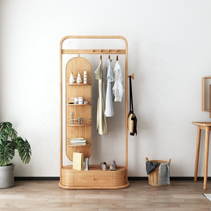 Factory Directly Sale House Furniture Modern Storage Mirrored Hat Stand Wooden Coat Rack