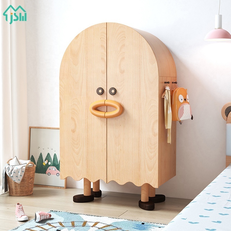 Kids Bedroom Furniture Cartoon Duck Two Doors Cloth Wardrobe Wooden Kids Wardrobe