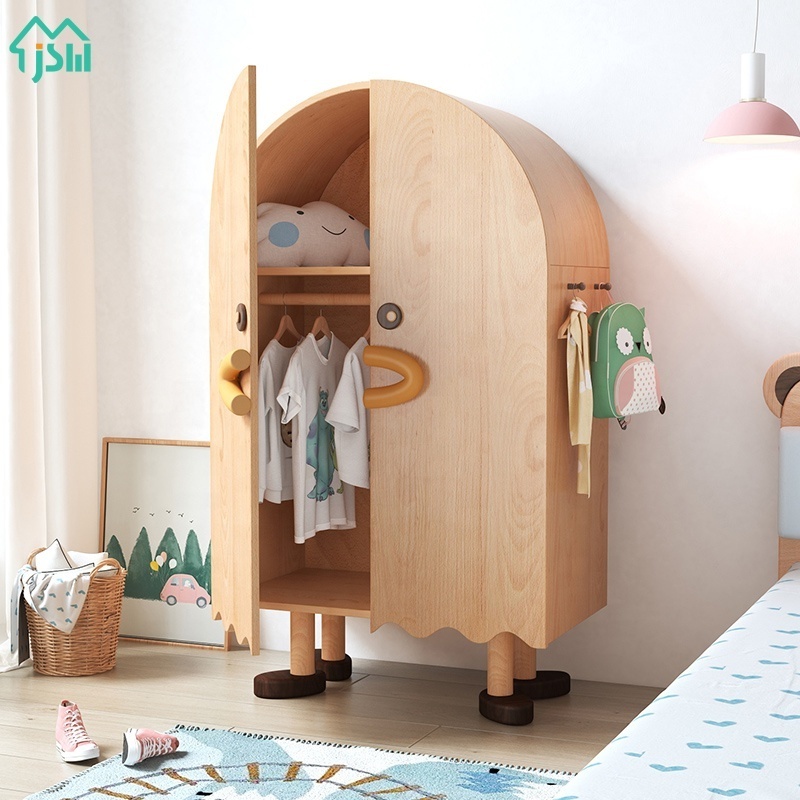 Kids Bedroom Furniture Cartoon Duck Two Doors Cloth Wardrobe Wooden Kids Wardrobe