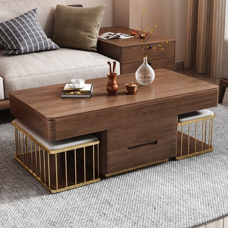 New Arrival Modern Storage Two Soft Seats Design Living Room Center Table Wooden Coffee Table