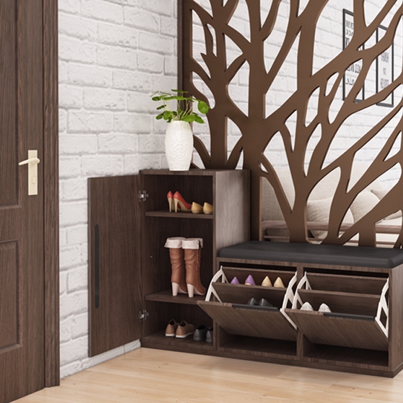 Modern Design Living Room Furniture  Walnut Wooden Shoe Storage Table High Entrance Cabinet