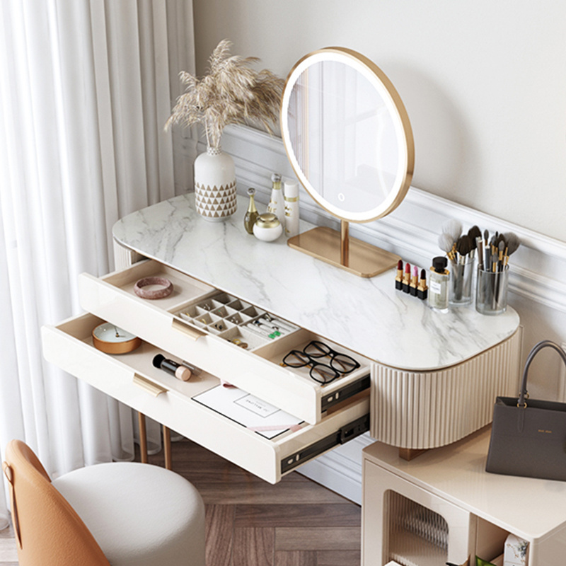 High end Luxury Style Bedroom Furniture Storage Girls Dresser Modern European Make Up nordic Dressing Table with mirror