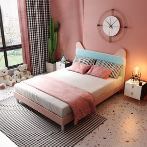 Bedroom Furniture New Modern Pink Cat Ears Headboard 1.5 1.8 Meters Queen Size Girls Bed Pink