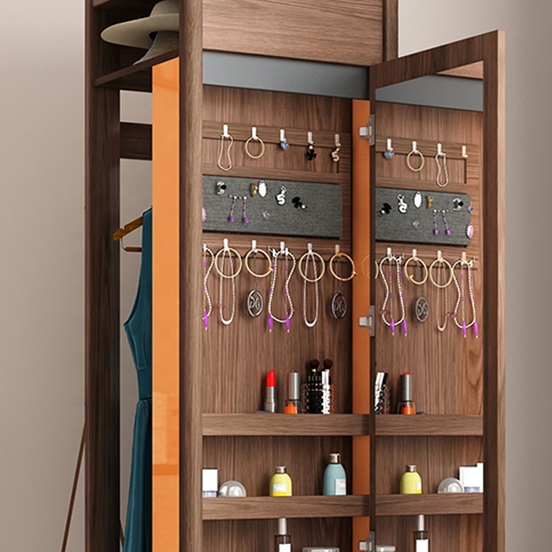 Bedroom Furniture Modern Storage Mirrored Wooden Rotatable Clothes Closets Coat Rack