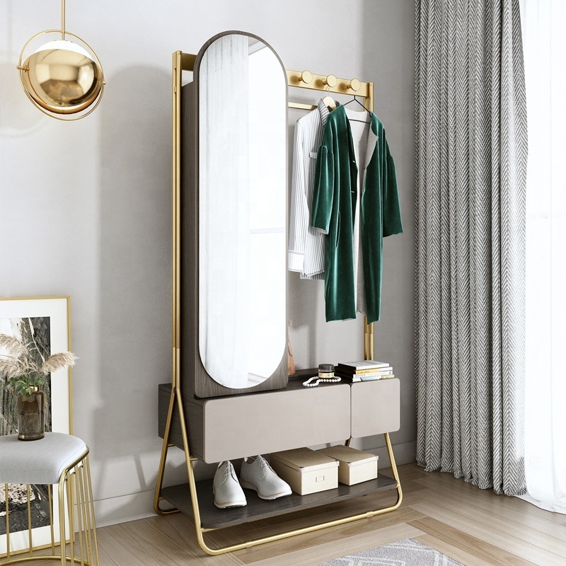 Living bed room gold stainless steel high standing luxury storage modern  coat rack metal