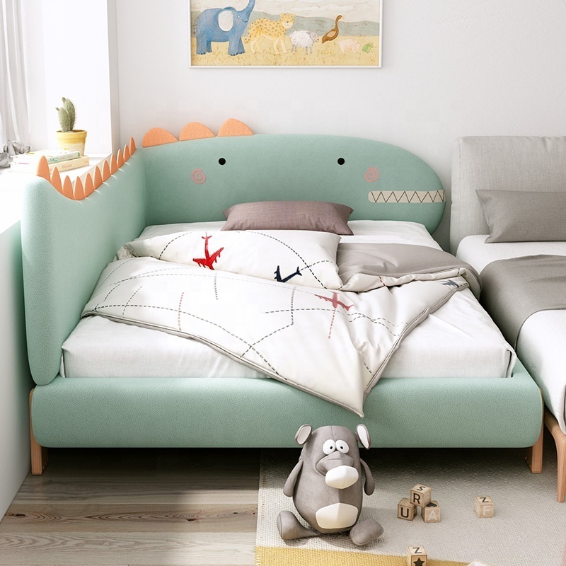 Dinosaur Cartoon Design Kids Bed Bedroom Furniture Scientific Cloth Children Bed