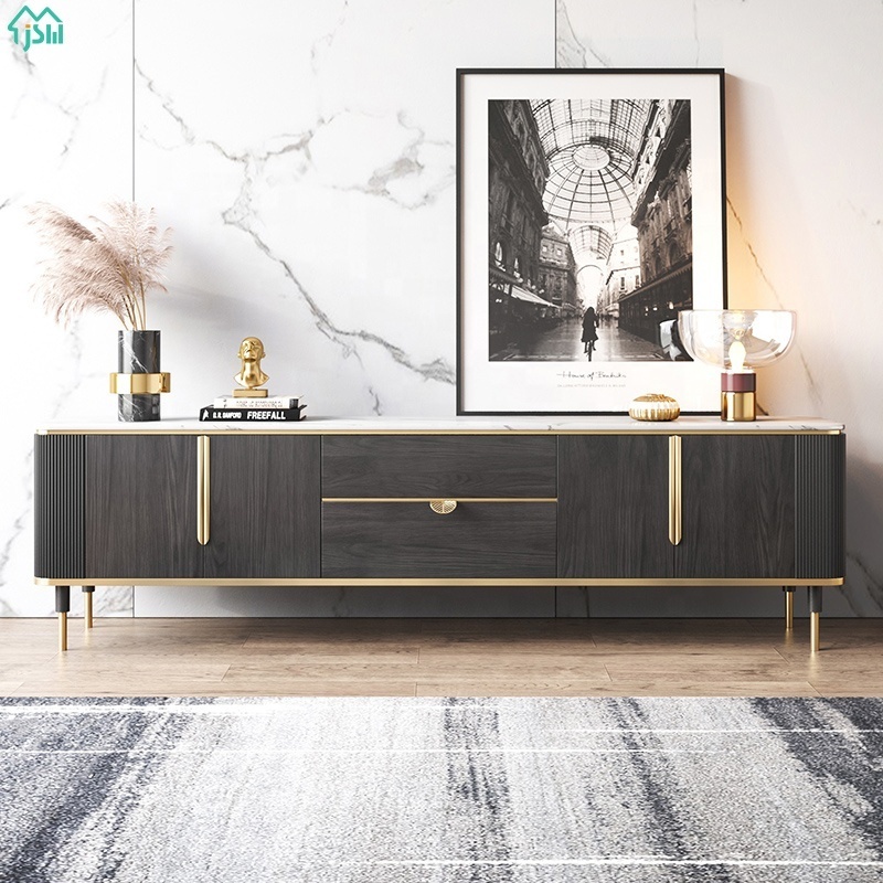 European Style Living Room Furniture Storage Tv Cabinet  Sintered Stone Marble Unit Luxury Tv stand and coffee table