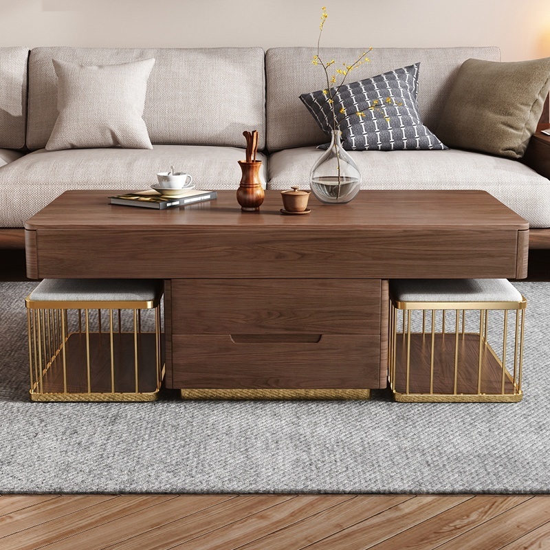 New Arrival Modern Storage Two Soft Seats Design Living Room Center Table Wooden Coffee Table