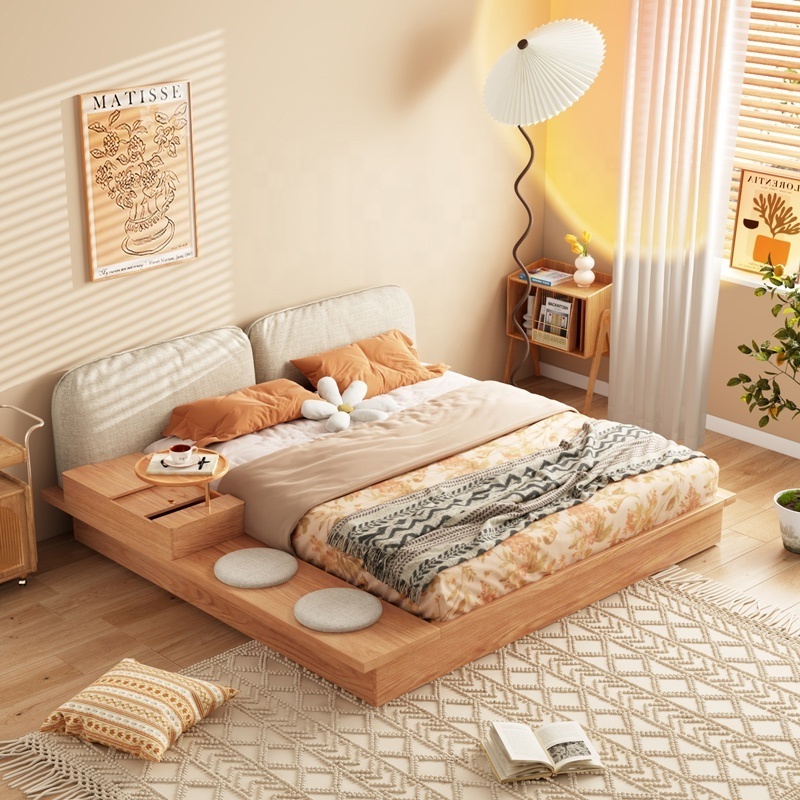 Solid Wood Plywood Tatami High Box Storage Bed Simple Master Bedroom Hidden Space Double King Queen Bed