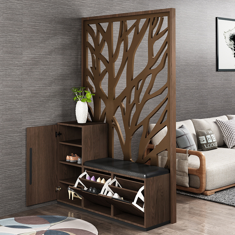 Modern Design Living Room Furniture  Walnut Wooden Shoe Storage Table High Entrance Cabinet