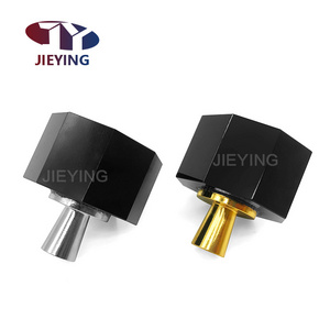 Jieying Simple Single Hole Door Knobs Gold Base Drawer Wardrobe Cabinet Black Octagon Crystal Handle Furniture Pull