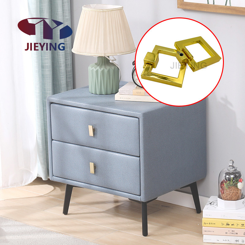 Golden Zinc Alloy Full Back Bar Stools Hardware Door Cabinets Drawer Chair Square Ring Pull Knob Sofa Chair Small Handle Knocker