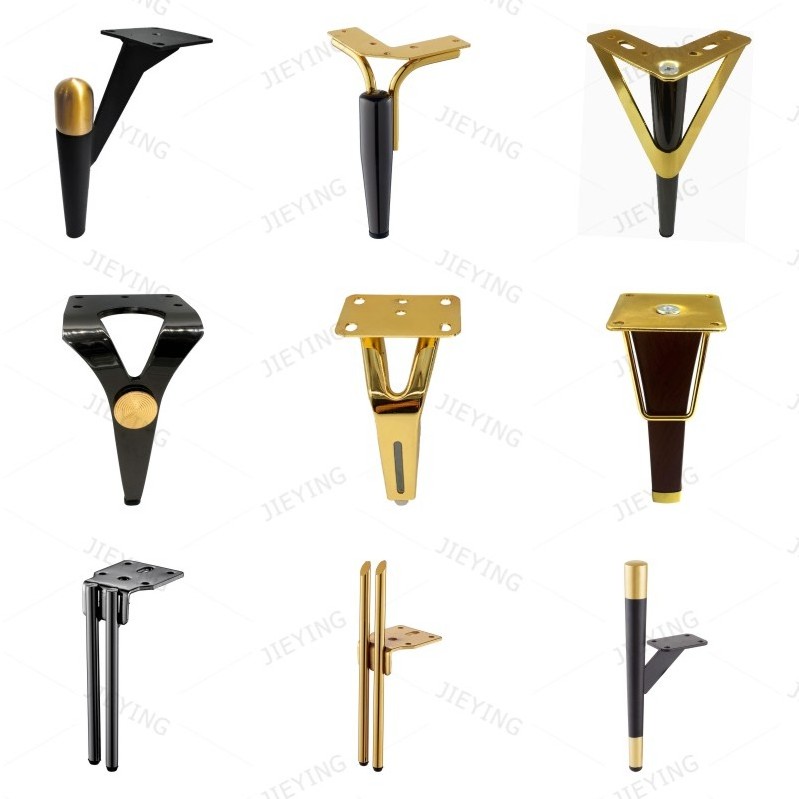 JIEYING Saudi Arabia Gold Bed Couch Cabinet Leg Metal Feet Furniture Parts Sofa Hardware Accessories