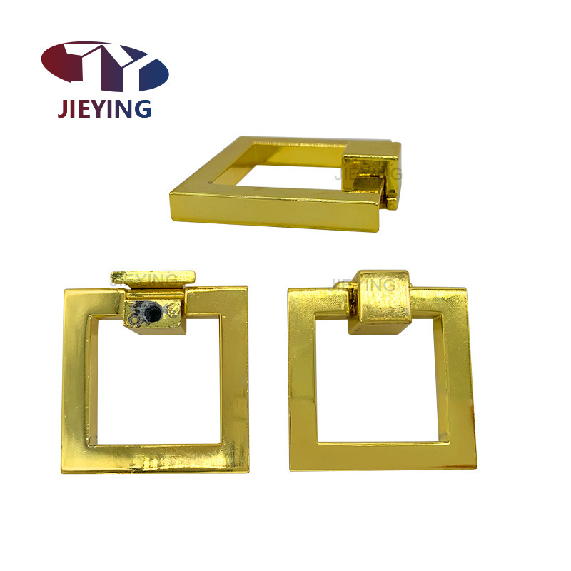 Golden Zinc Alloy Full Back Bar Stools Hardware Door Cabinets Drawer Chair Square Ring Pull Knob Sofa Chair Small Handle Knocker