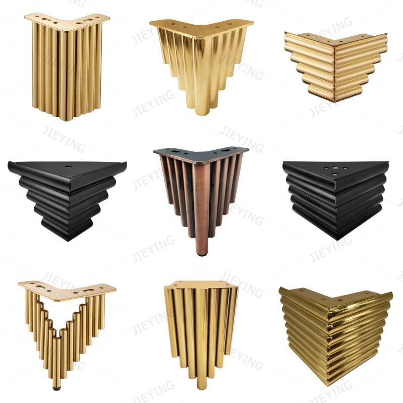 JIEYING Saudi Arabia Gold Bed Couch Cabinet Leg Metal Feet Furniture Parts Sofa Hardware Accessories