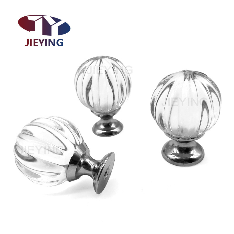 Jieying Closet Drawer Storage Box Door Handle Single Hole Transparent Acrylic Crystal Knobs Furniture Pull