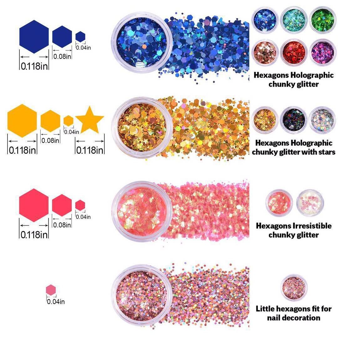 Mixed Sequins Laser Five pointed Star Nail Enhancement Sequins Jewelry Diamond nail polish Glue Gold Onion Powder