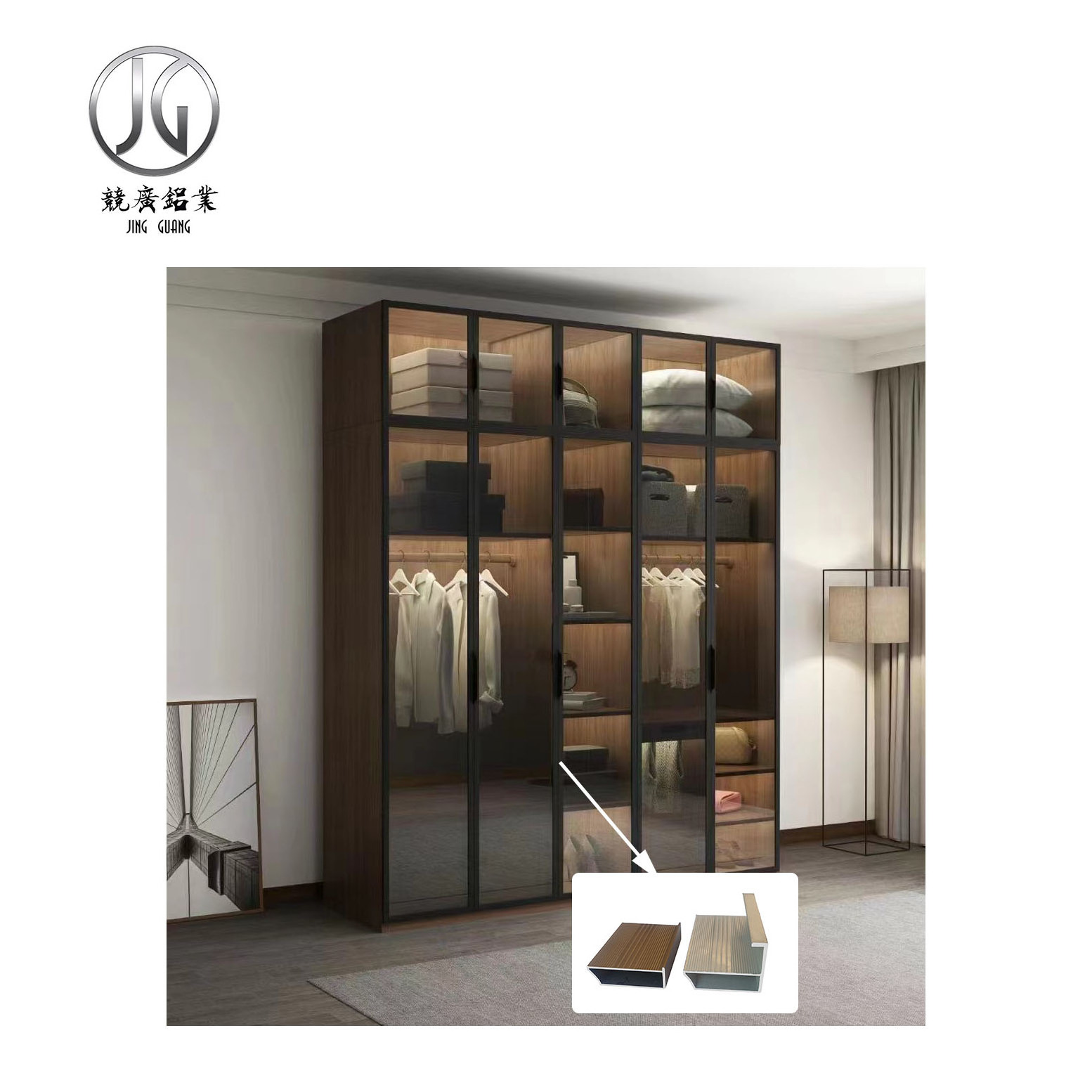 Anodized Aluminum Door Frame Closet Glass Door Frame for Kitchen Cabinets Cupboard Door Frame