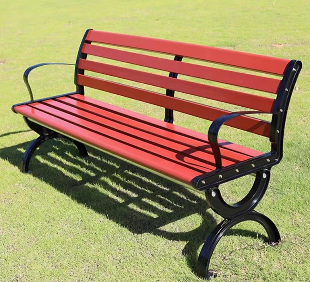 garden furniture rustic outdoor commercial park sofa seat wood plastic Cast Aluminum public chair bench