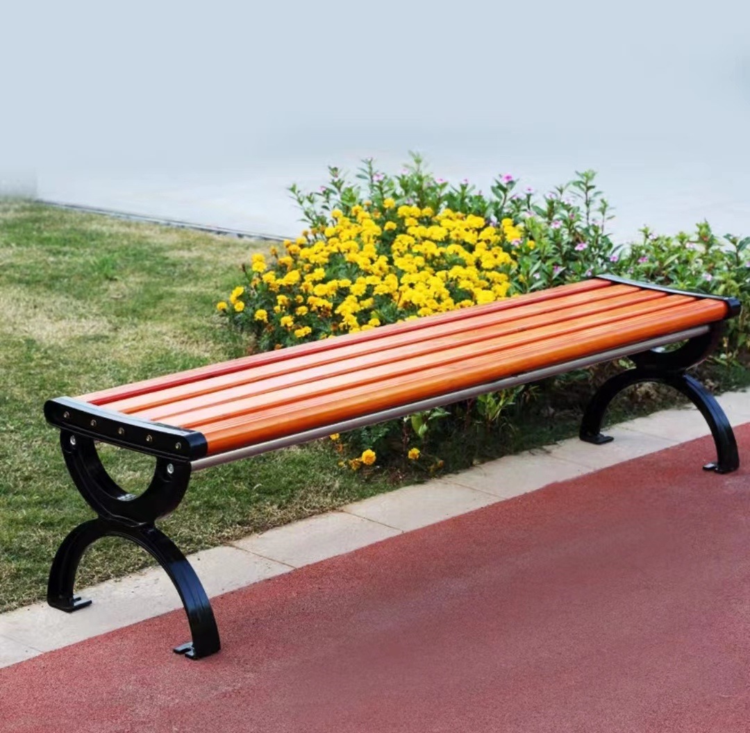 garden furniture rustic outdoor commercial park sofa seat wood plastic Cast Aluminum public chair bench