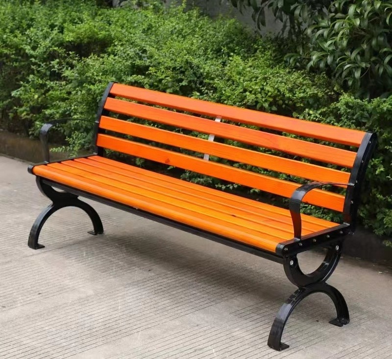 garden furniture rustic outdoor commercial park sofa seat wood plastic Cast Aluminum public chair bench