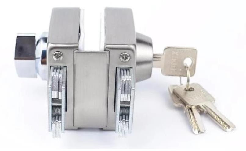 Wholesale stainless steel sliding glass door double side door cabinet glass door lock with keys