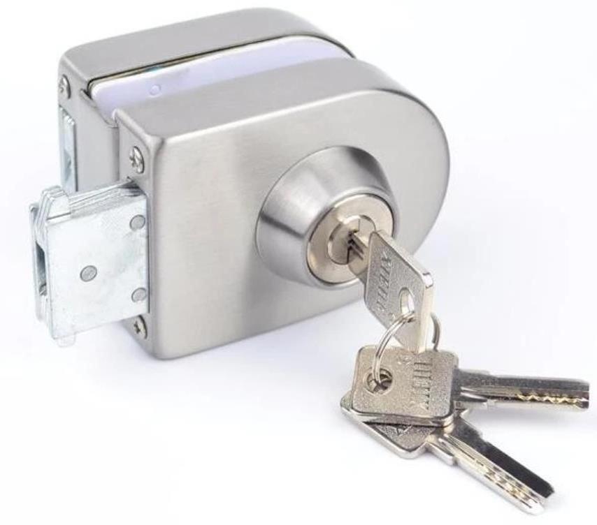 Wholesale stainless steel sliding glass door double side door cabinet glass door lock with keys