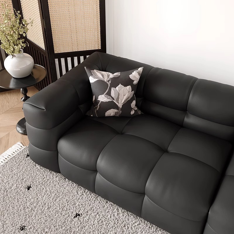 Modern New Design Marshmallow LeatherSofa 3 4 Seat Combination Sofa Living Room Marshmallow Sofa