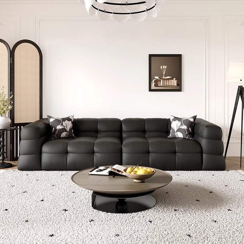 Modern New Design Marshmallow LeatherSofa 3 4 Seat Combination Sofa Living Room Marshmallow Sofa