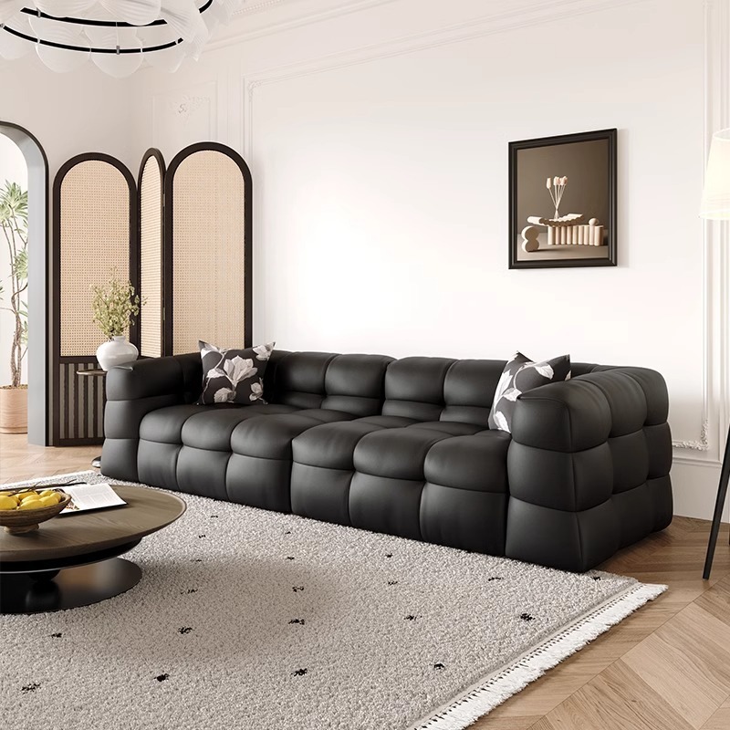 Modern New Design Marshmallow LeatherSofa 3 4 Seat Combination Sofa Living Room Marshmallow Sofa