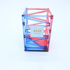 JSM R Colorful Acrylic Desktop Stationery Organizer Office Use Square Container Shape Storage box Z Pen Pencil Holder