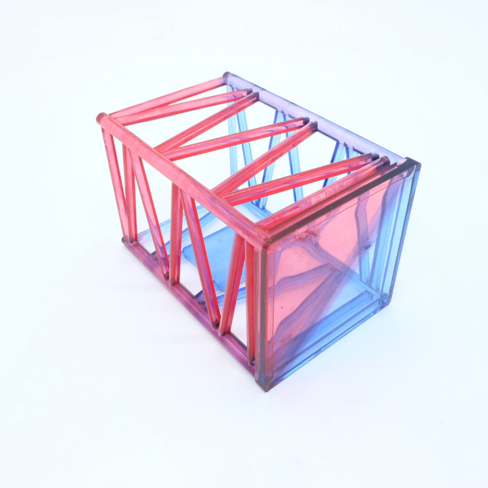 JSM R Colorful Acrylic Desktop Stationery Organizer Office Use Square Container Shape Storage box Z Pen Pencil Holder