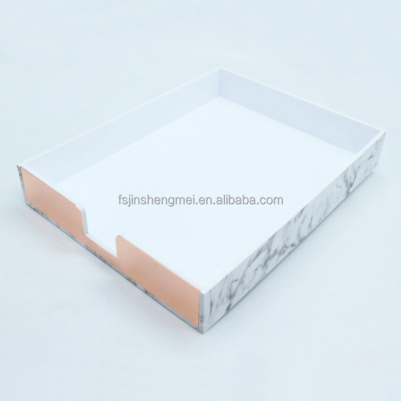 Hot Selling 1-Tier Acrylic Marble Art Desk Top A4 Document Organizer for Paper Collection and File Tray Stand