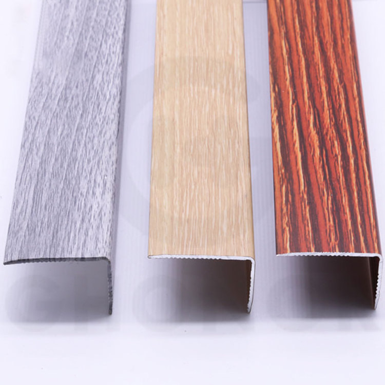 Aluminum Profiles Stair Nose Edging Flat Step Grain Wood Finish Stair Nosing