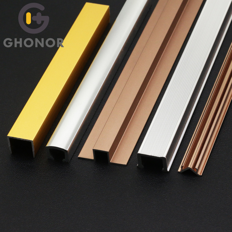 Aluminum Gold Polish Shiny Golden Border Strip Decorative Ceramic Border Flat Tile Inlay Trims Trim