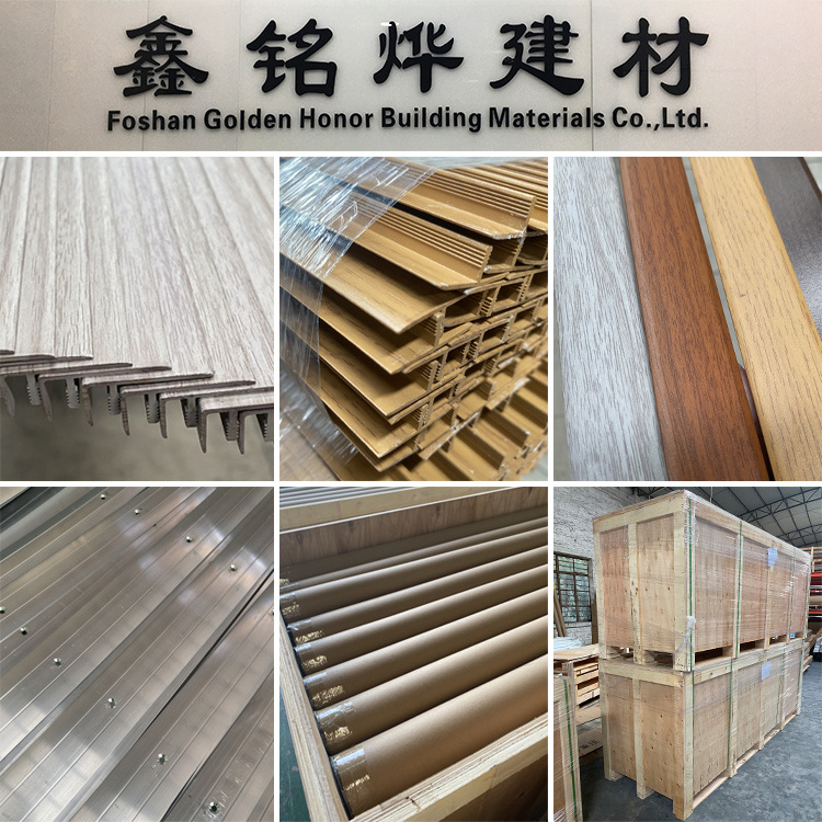 Aluminum Profiles Stair Nose Edging Flat Step Grain Wood Finish Stair Nosing